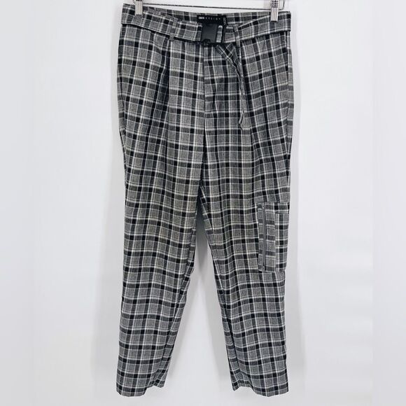 NWOT Asos Design Tapered Smart Cargo Pants in Gray Check Multi Pockets Sz 30x32 - Picture 4 of 11